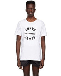 T-shirt girocollo stampata bianca e nera di Tokyo James