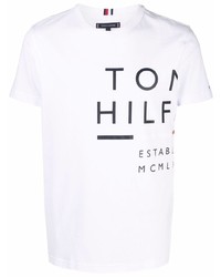 T-shirt girocollo stampata bianca e nera di Tommy Hilfiger