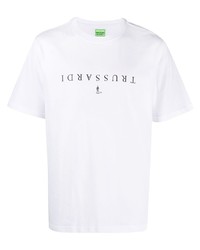 T-shirt girocollo stampata bianca e nera di Trussardi
