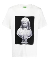 T-shirt girocollo stampata bianca e nera di Trussardi