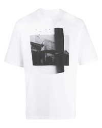 T-shirt girocollo stampata bianca e nera di Unravel Project