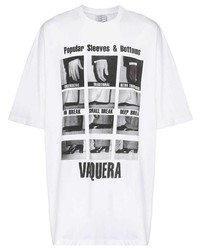 T-shirt girocollo stampata bianca e nera di Vaquera