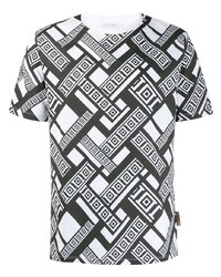 T-shirt girocollo stampata bianca e nera di Versace Collection
