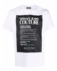 T-shirt girocollo stampata bianca e nera di VERSACE JEANS COUTURE