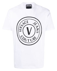 T-shirt girocollo stampata bianca e nera di VERSACE JEANS COUTURE