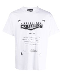 T-shirt girocollo stampata bianca e nera di VERSACE JEANS COUTURE