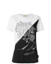 T-shirt girocollo stampata bianca e nera di Versace Jeans