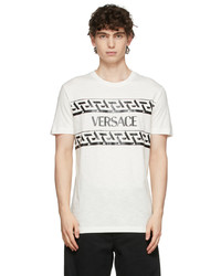 T-shirt girocollo stampata bianca e nera di Versace