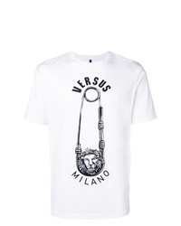 T-shirt girocollo stampata bianca e nera di Versus