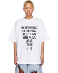 T-shirt girocollo stampata bianca e nera di Vetements