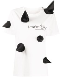T-shirt girocollo stampata bianca e nera di Viktor & Rolf