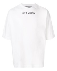 T-shirt girocollo stampata bianca e nera di Vostok CLTH