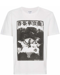 T-shirt girocollo stampata bianca e nera di Wacko Maria