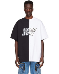T-shirt girocollo stampata bianca e nera di We11done