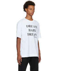 T-shirt girocollo stampata bianca e nera di Dries Van Noten