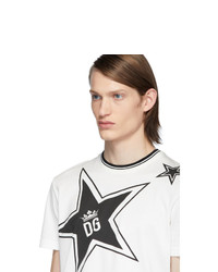T-shirt girocollo stampata bianca e nera di Dolce and Gabbana