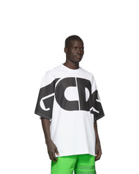 T-shirt girocollo stampata bianca e nera di Gcds