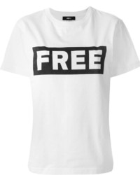 T-shirt girocollo stampata bianca e nera di Yang Li