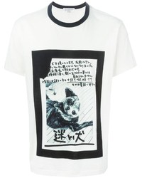 T-shirt girocollo stampata bianca e nera di Yohji Yamamoto