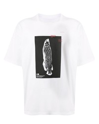 T-shirt girocollo stampata bianca e nera di Yoshiokubo