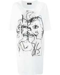 T-shirt girocollo stampata bianca e nera di Zucca