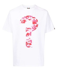 T-shirt girocollo stampata bianca e rosa di A Bathing Ape