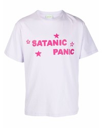 T-shirt girocollo stampata bianca e rosa di Aries