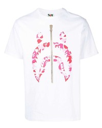 T-shirt girocollo stampata bianca e rosa di BAPE BLACK *A BATHING APE®