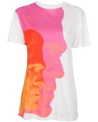 T-shirt girocollo stampata bianca e rosa di Christopher Kane