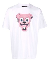 T-shirt girocollo stampata bianca e rosa di DOMREBEL