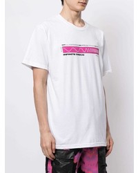 T-shirt girocollo stampata bianca e rosa di Blood Brother