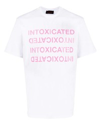 T-shirt girocollo stampata bianca e rosa di Intoxicated