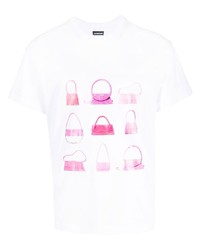 T-shirt girocollo stampata bianca e rosa di Jacquemus