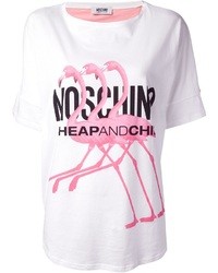T-shirt girocollo stampata bianca e rosa di Moschino Cheap & Chic