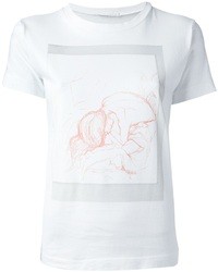 T-shirt girocollo stampata bianca e rosa di Societe Anonyme