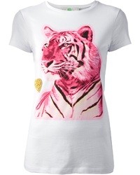 T-shirt girocollo stampata bianca e rosa di Stella McCartney