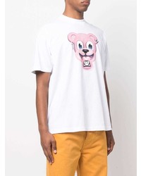 T-shirt girocollo stampata bianca e rosa di DOMREBEL