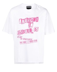 T-shirt girocollo stampata bianca e rosa di VERSACE JEANS COUTURE