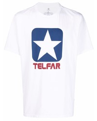 T-shirt girocollo stampata bianca e rossa e blu scuro di Converse