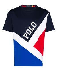 T-shirt girocollo stampata bianca e rossa e blu scuro di Polo Ralph Lauren