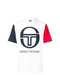 T-shirt girocollo stampata bianca e rossa e blu scuro di Sergio Tacchini