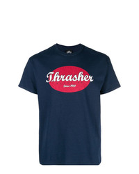 T-shirt girocollo stampata bianca e rossa e blu scuro di Thrasher