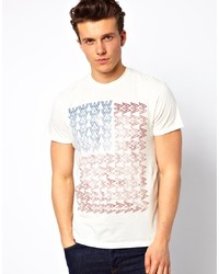 T-shirt girocollo stampata bianca e rossa e blu scuro di Wrangler