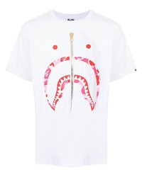 T-shirt girocollo stampata bianca e rossa di A Bathing Ape