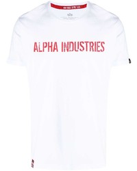 T-shirt girocollo stampata bianca e rossa di Alpha Industries