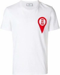 T-shirt girocollo stampata bianca e rossa di AMI Alexandre Mattiussi