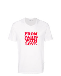 T-shirt girocollo stampata bianca e rossa di AMI Alexandre Mattiussi