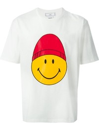 T-shirt girocollo stampata bianca e rossa di Ami