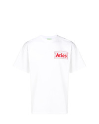 T-shirt girocollo stampata bianca e rossa di Aries