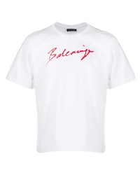 T-shirt girocollo stampata bianca e rossa di Balenciaga
